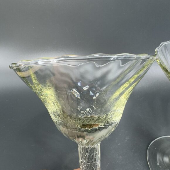 Vintage Venetian Barware Glasses Clear Optic Italian Glass Martini Cups Set2 - Picture 8 of 12